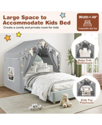 3-4 Kids Large Play Tent House with 2 Opening Doors and Star Lights