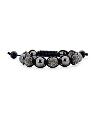 Black Pave Crystal Ball Bracelet Black Cord String Adjustable