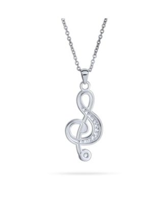 Music Teacher Student Treble Clef Pendant Necklace with CZ Musical Note