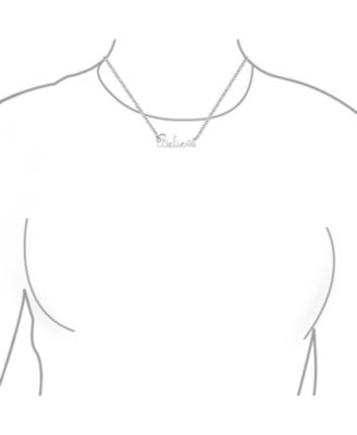 Sideways Station Script Word Believe Pendant Necklace .925 Sterling Silver 16"