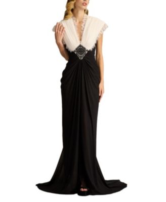 新作 Tadashi shoji パーティードレス Amelie Chiffon Gown Tadashi Shoji Amelie Lace Trim Chiffon Gown - Macy's