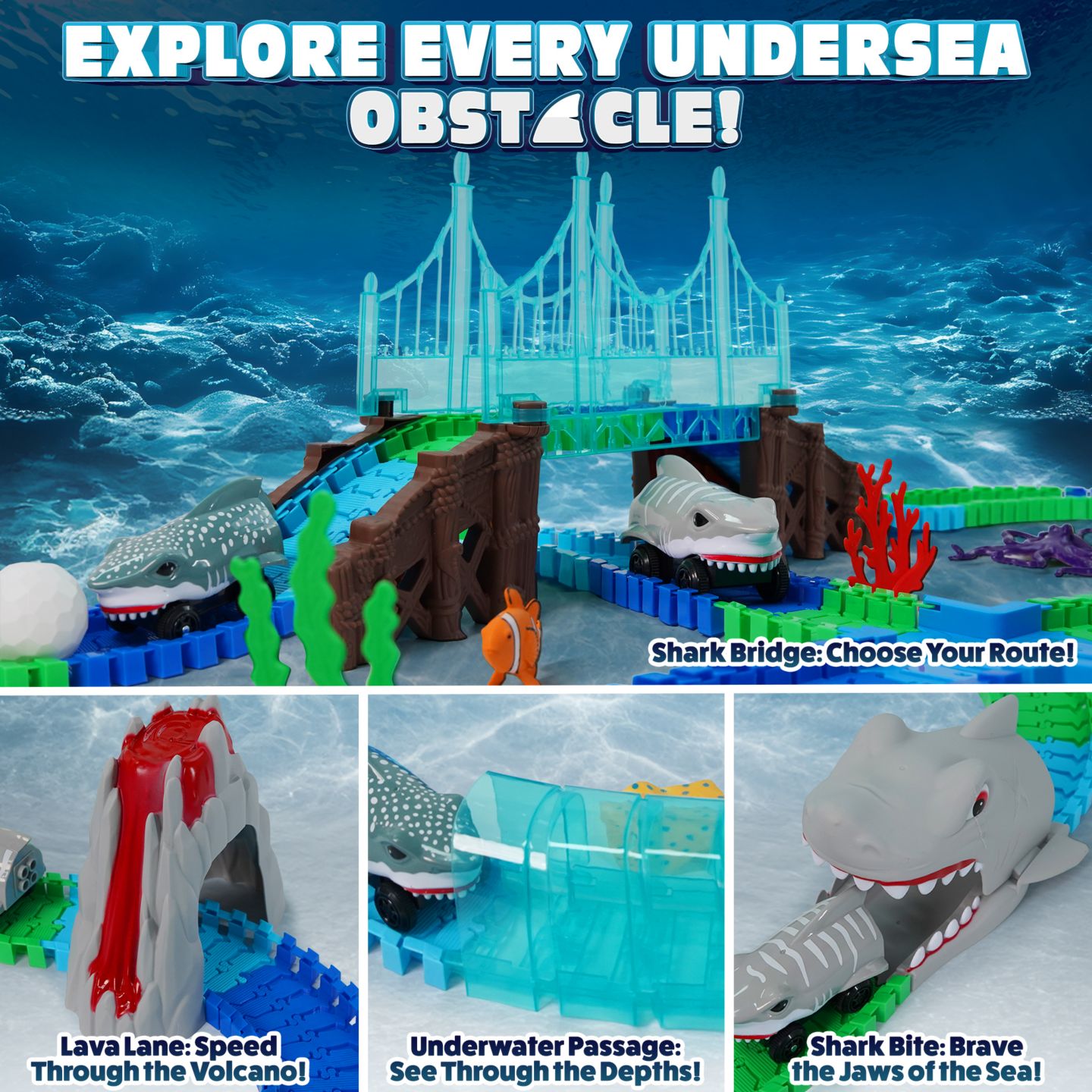 Детский конструктор USA Toyz Sharky Seas Race Track 225-Piece Building Set, Ages 6+ — фото 3