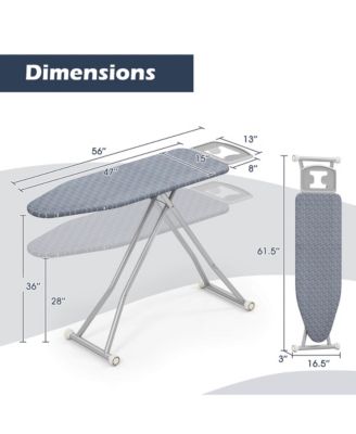 47" x 15" Iron Board with Removable Silver-coated Cover & Heavy-duty Steel Frame