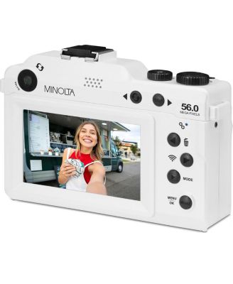 Minolta MND65 Selfie Shot Digital Camera, White with Purple Faceplate