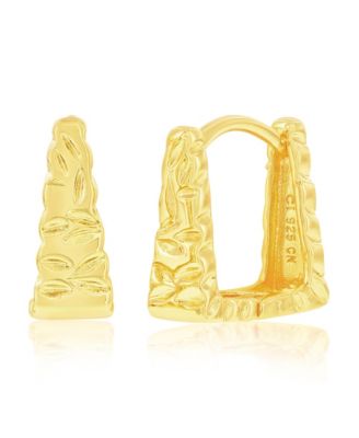 Sterlng , Textured Square Hoop Earrings