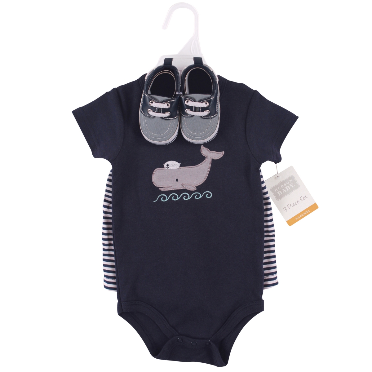 Hudson Baby Baby Boys Hudson Breathable Cotton Coordinated Bodysuit, Shorts, and Shoe Outfit