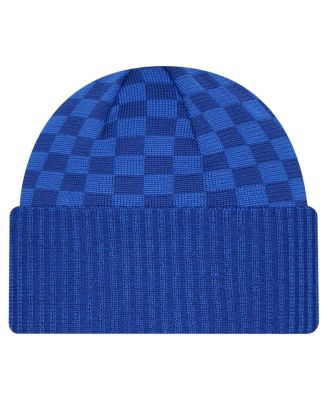 Men's Royal New York Giants Checkered Cuffed Knit Hat