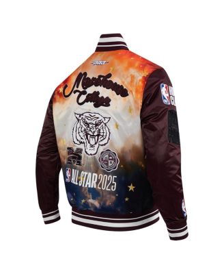 Men's Wine All Star x HBCU Classic Full-Snap Satin Jacket