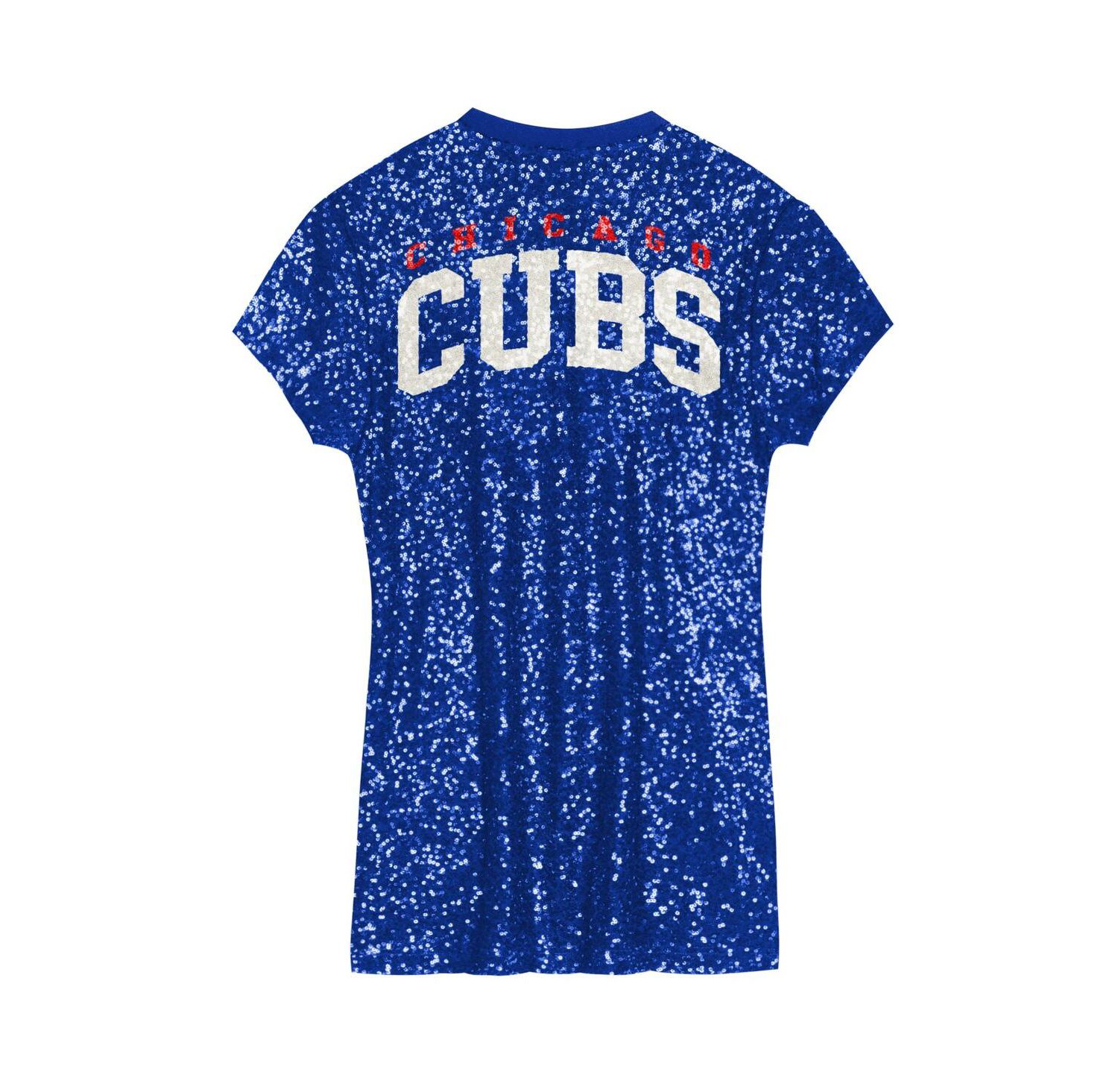 Big Girls Royal Chicago Cubs Sequin V-Neck Dress