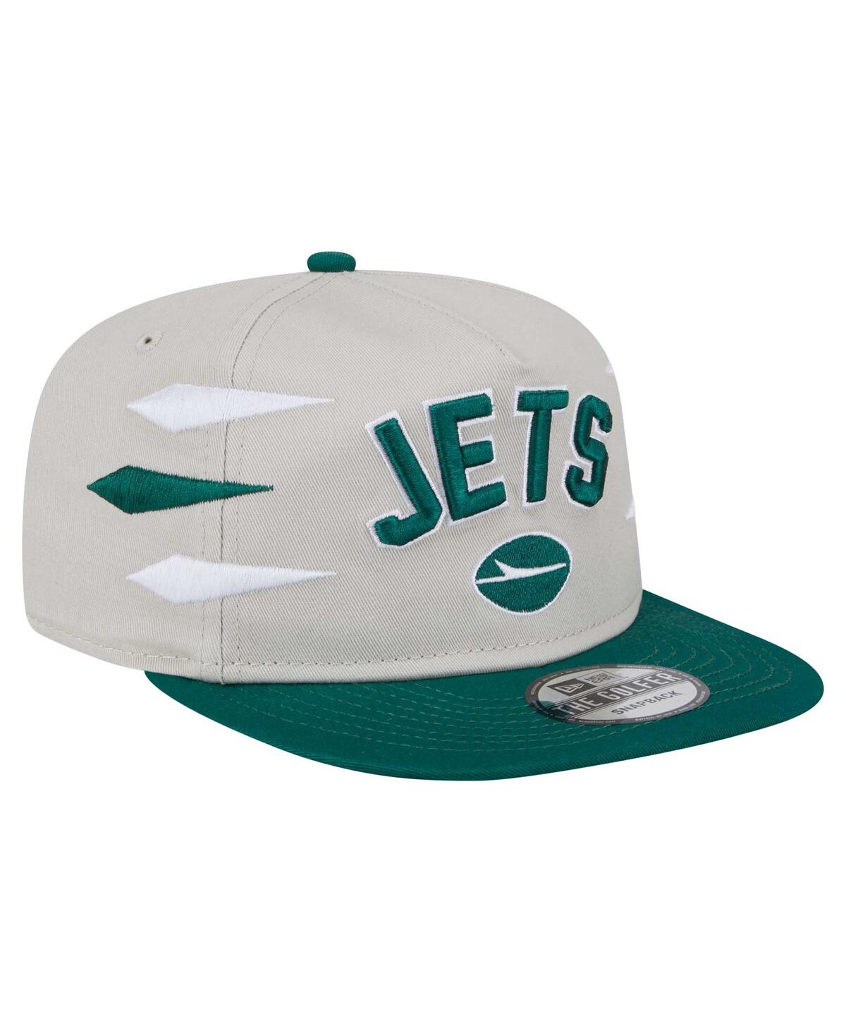 New Era Men's Stone/green New York Jets Athletic Golfer Snapback Hat In Stone,green