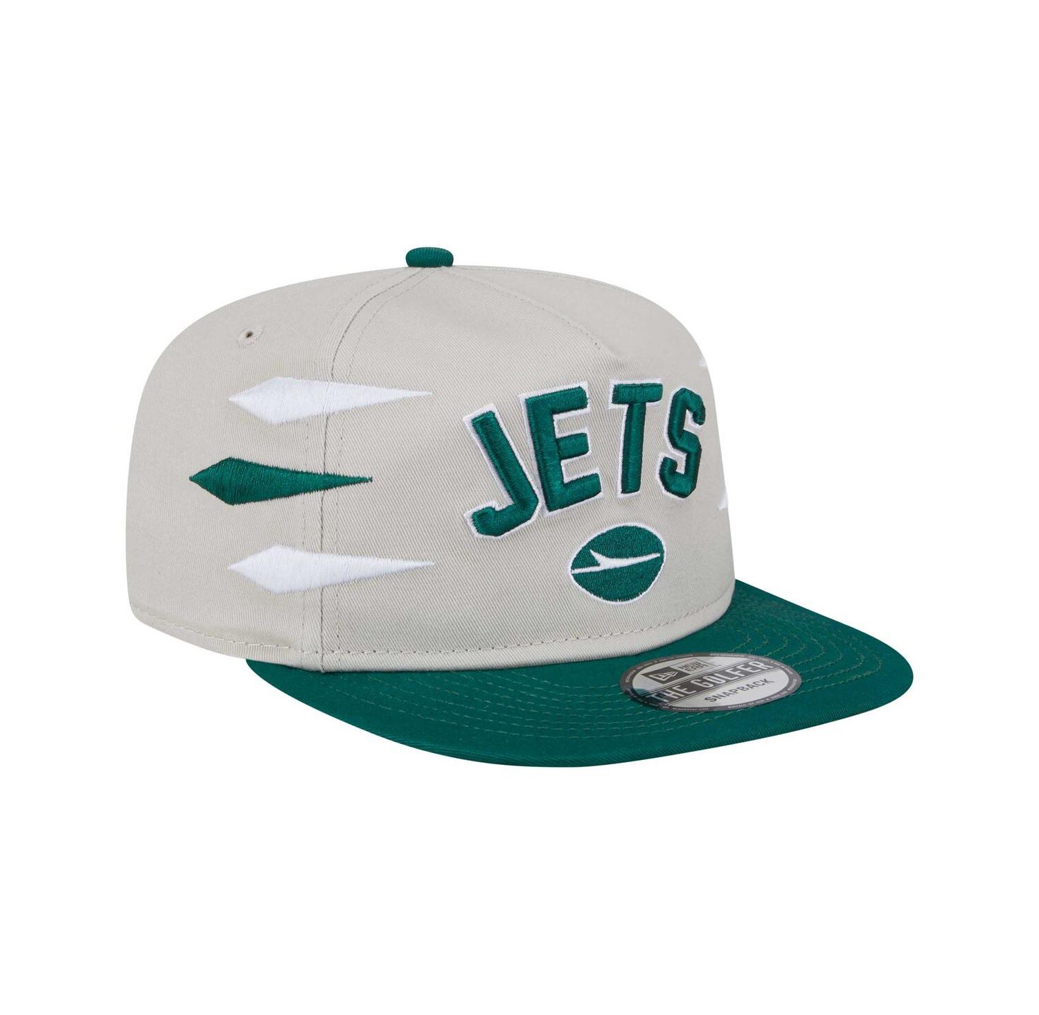Men's Stone/Green New York Jets Athletic Golfer Snapback Hat