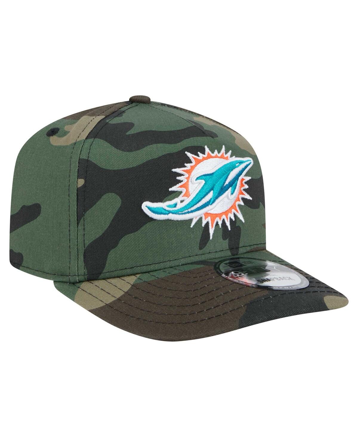 NEW ERA MEN'S CAMO MIAMI DOLPHINS WOODSY 9FIFTY SNAPBACK HAT 