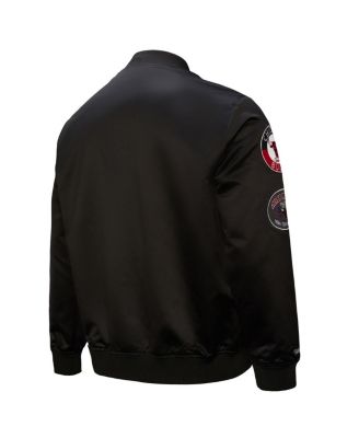 Men's Black Chicago Bulls Hardwood Classics Blackout Collection Satin Full-Zip Jacket