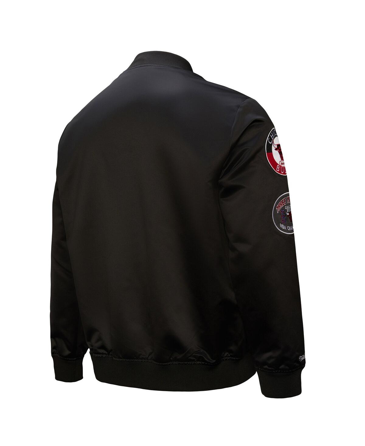 Mitchell & Ness Men's Black Chicago Bulls Hardwood Classics Blackout Collection Satin Full-zip Jacket In Black