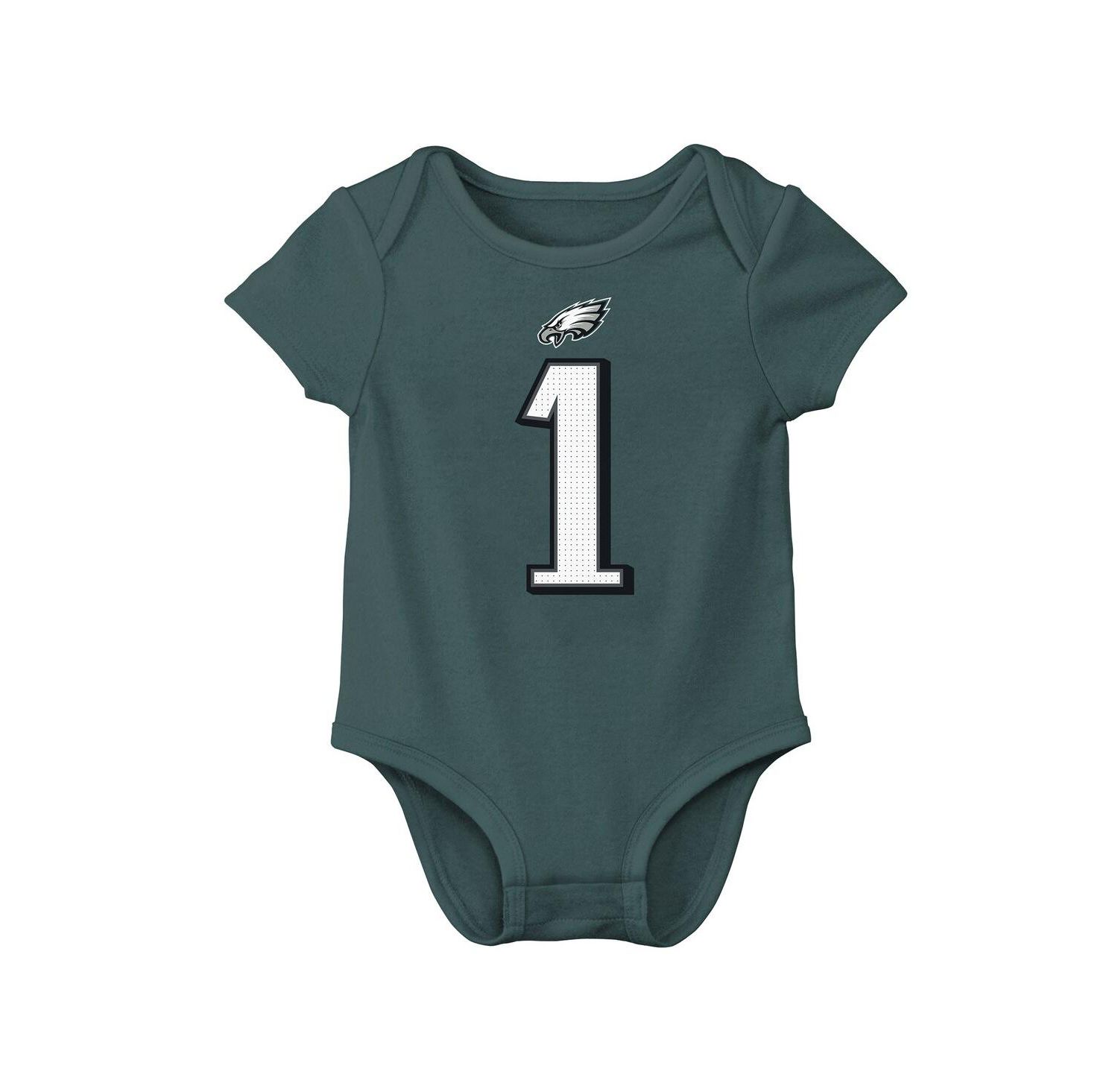 Baby Boys and Girls Midnight Green Jalen Hurts Philadelphia Eagles Player Name & Number Bodysuit