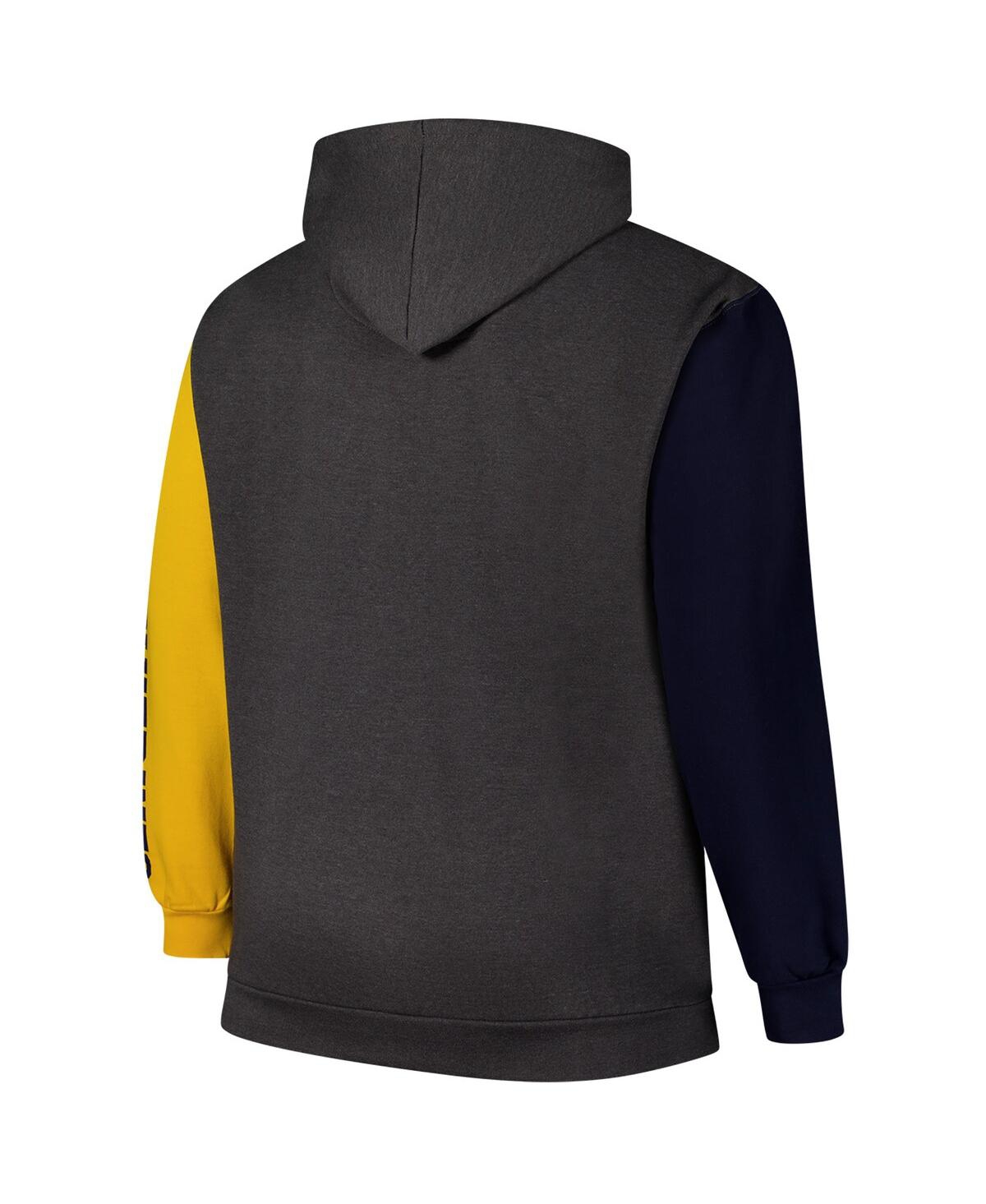 Fanatics Men's Charcoal Michigan Wolverines Big Tall Contrast Sleeves Pullover Hoodie In Charcoal