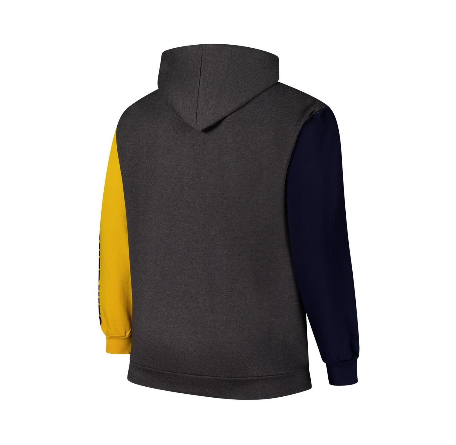 Men's Charcoal Michigan Wolverines Big & Tall Contrast Sleeves Pullover Hoodie