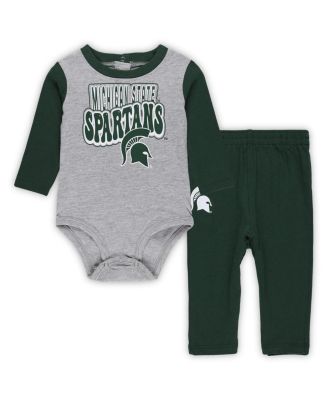 Outerstuff - Baby Boys and Girls Michigan State Spartans Double Up Long Sleeve Bodysuit Pant Set