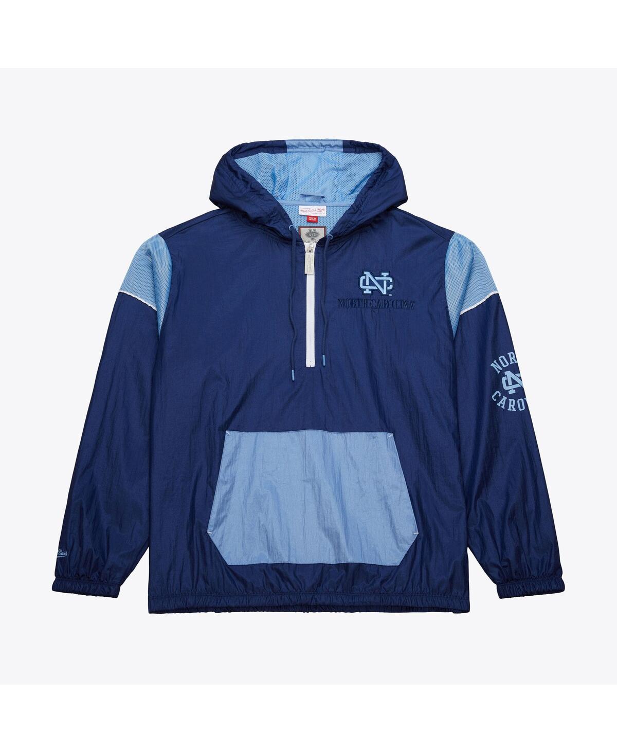 Mitchell & Ness Men's Navy North Carolina Tar Heels Anorak Vintage Logo Half-zip Hoodie Jacket In Navy