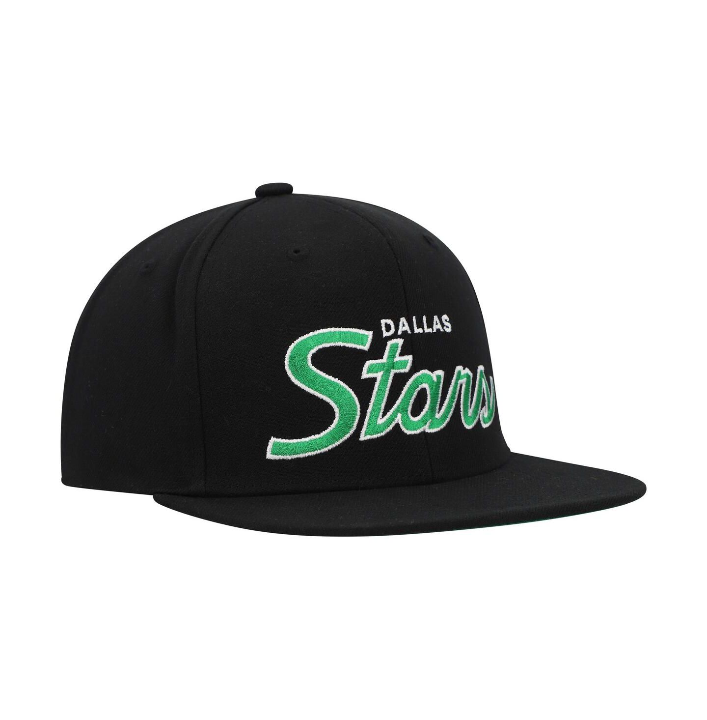 Мужская кепка Mitchell & Ness Black Dallas Stars Core Team Script 2.0 Snapback Hat — фото 3