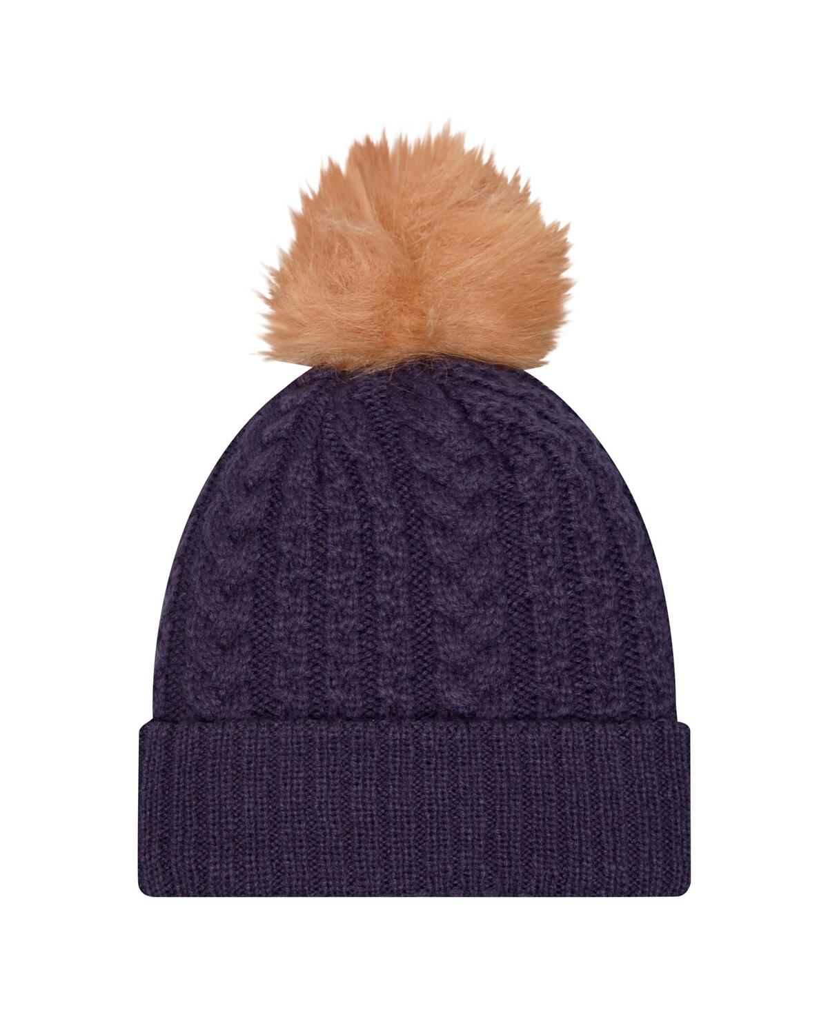 New Era Women's Navy Arizona Wildcats Luxury Cuffed With Pom Knit Hat In Navy