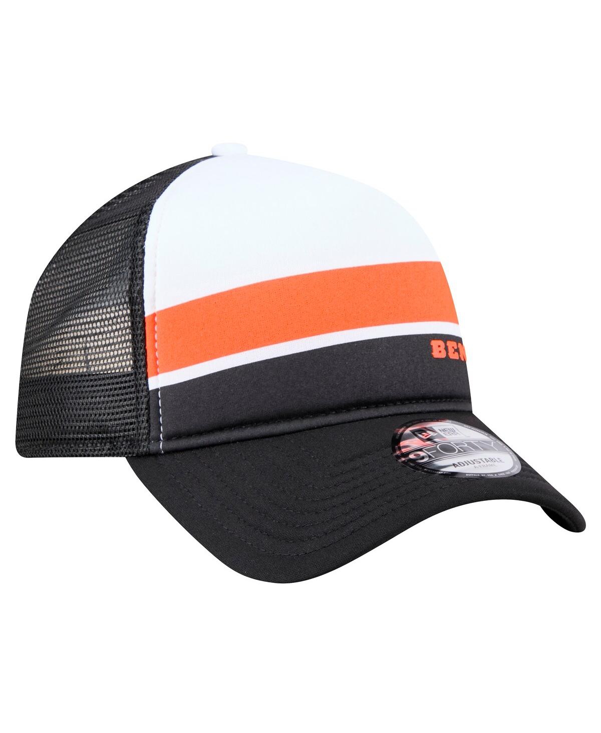 New Era Men's White/black Cincinnati Bengals Sport Night Color Block 9forty A-frame Trucker Adjustable Hat In White,black