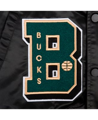 Men's Black Milwaukee Bucks Sublimated Satin Full-Snap Jacket