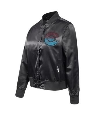 Women's Black Colorado Avalanche Rhinestone Jewels Satin Full-Snap Jacket