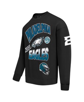 Men's Black Philadelphia Eagles Turn It Up Drop Shoulder Pullover Sweatshirt