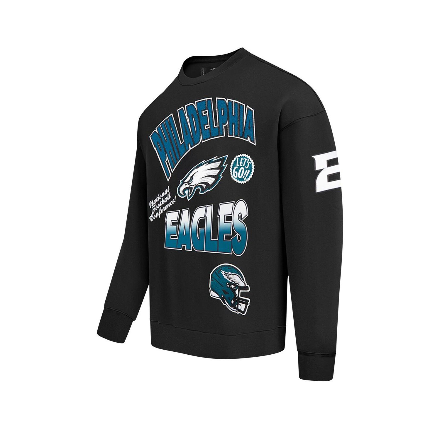 Men's Black Philadelphia Eagles Turn It Up Drop Shoulder Pullover Sweatshirt