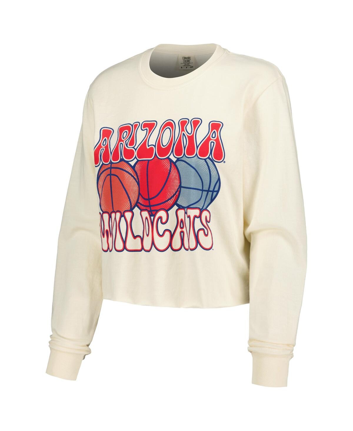 Image One Women's Natural Arizona Wildcats Comfort Colors Basketball Cropped Long Sleeve T-shirt In Natural