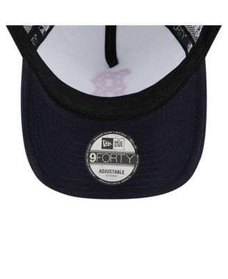 Men's White/Navy Boston Red Sox Checkered Flag A-Frame Trucker 9FORTY Adjustable Hat