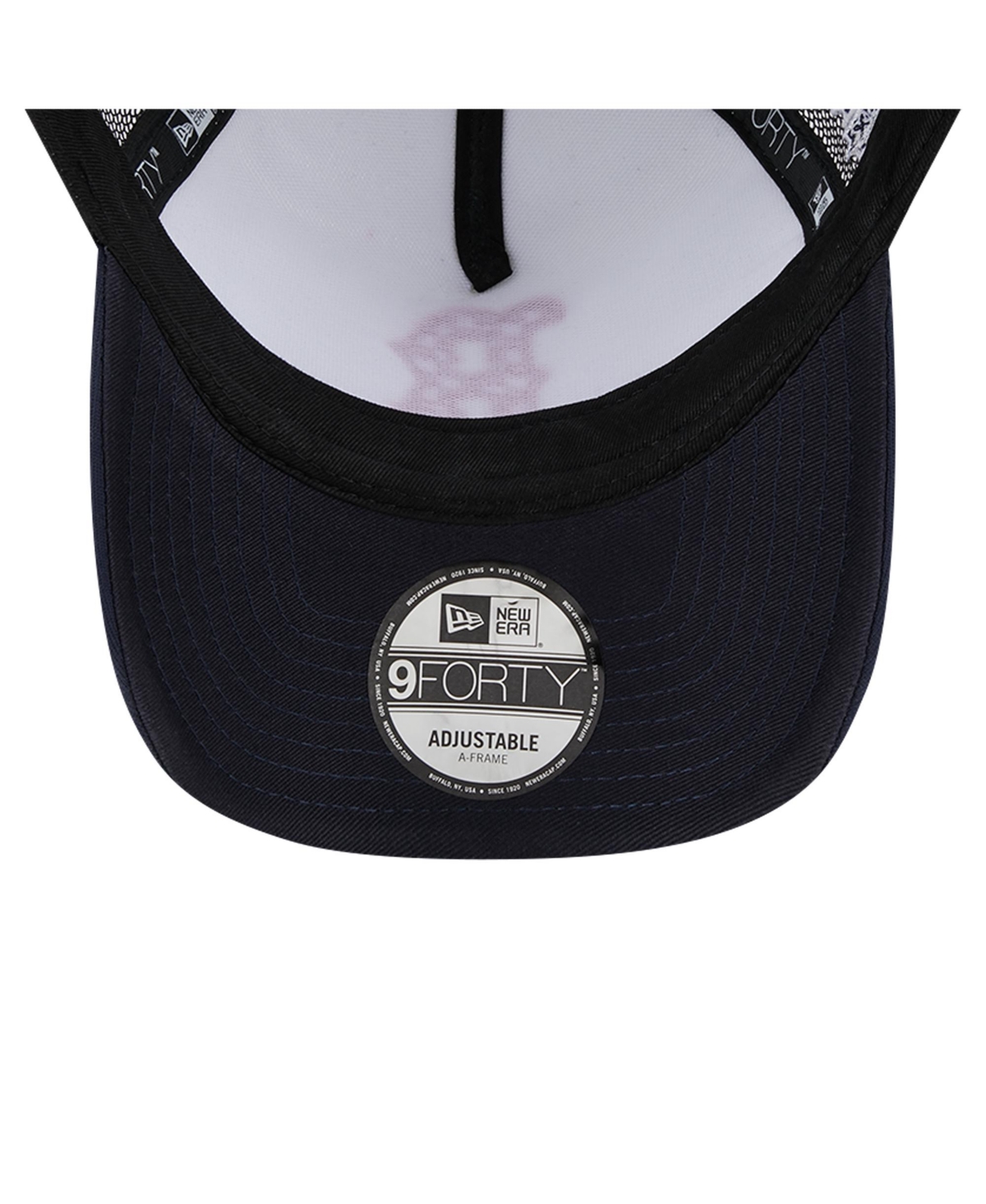 NEW ERA MEN'S WHITE/NAVY BOSTON RED SOX CHECKERED FLAG A-FRAME TRUCKER 9FORTY ADJUSTABLE HAT 