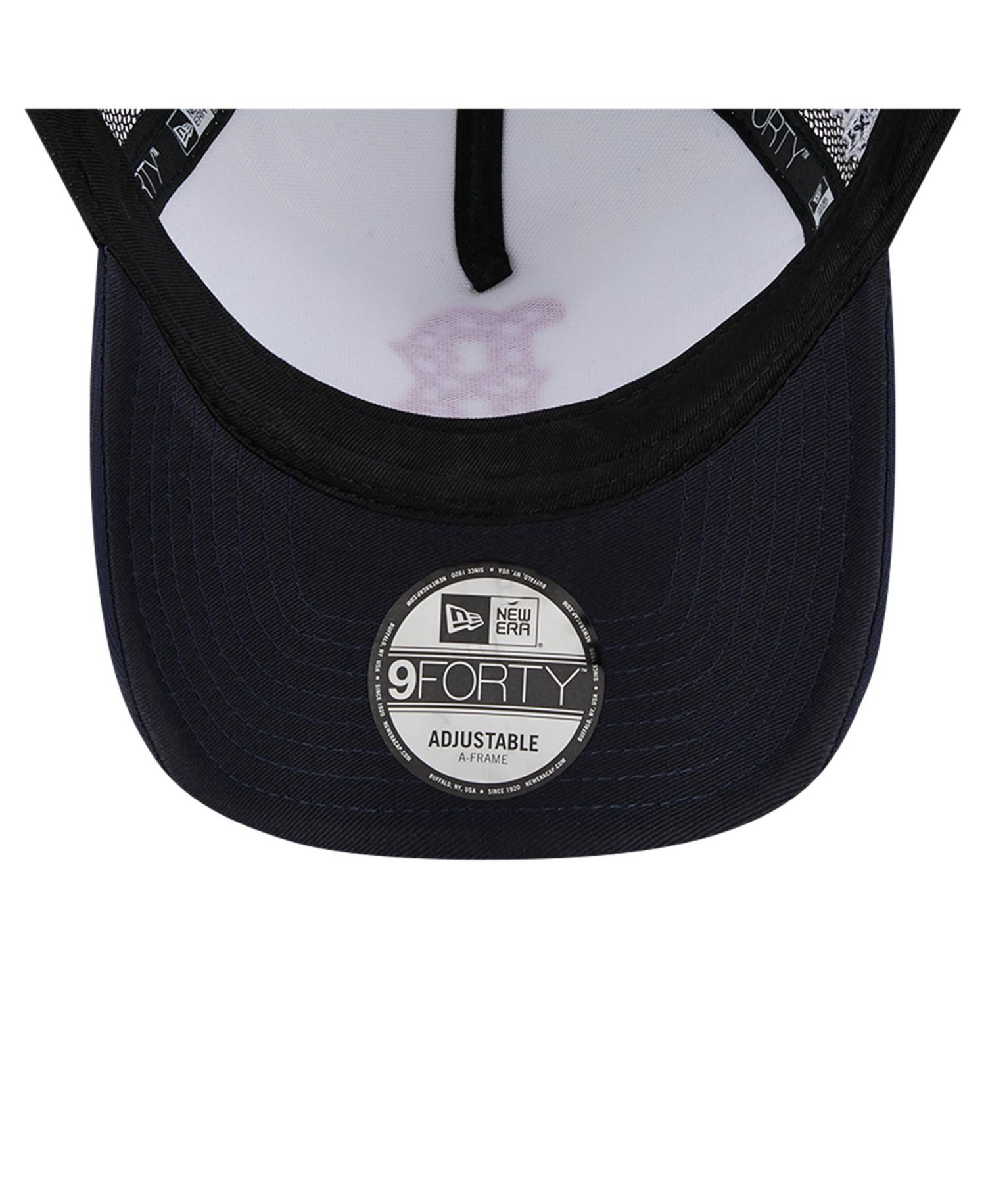 Men's White/Navy Boston Red Sox Checkered Flag A-Frame Trucker 9FORTY Adjustable Hat