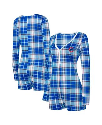 Concepts Sport - Women's Royal, Red Philadelphia Phillies Ashford Plaid V-Neck Knit Romper