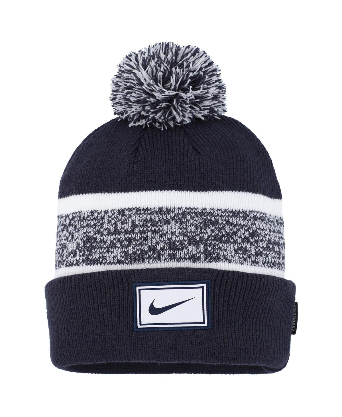 Nike Big Boys And Girls Navy Peak Cuffed With Pom Knit Hat In Navy