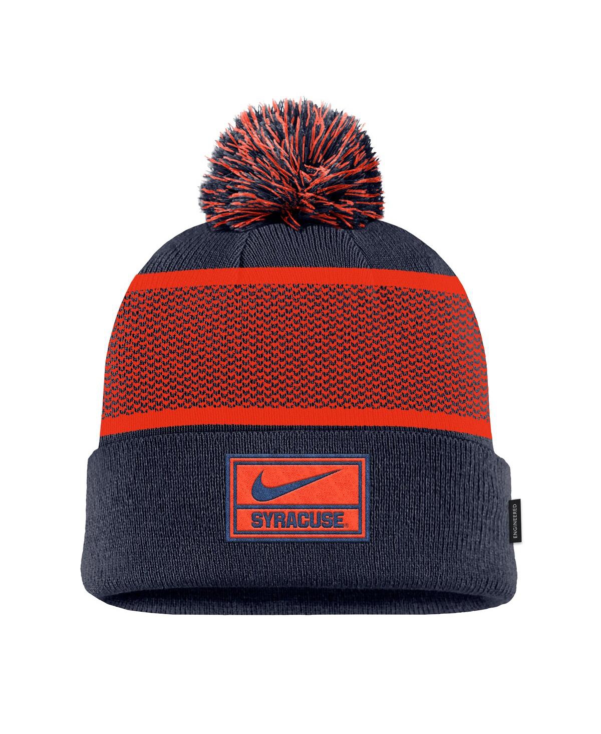 Nike Big Boys And Girls Navy Syracuse Orange 2024 Sideline Peak Cuffed With Pom Knit Hat In Navy
