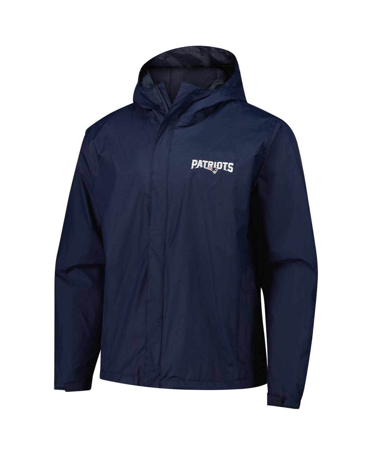 DUNBROOKE MEN'S NAVY NEW ENGLAND PATRIOTS TROPIC WATERPROOF PACKABLE FULL-ZIP HOODIE JACKET 