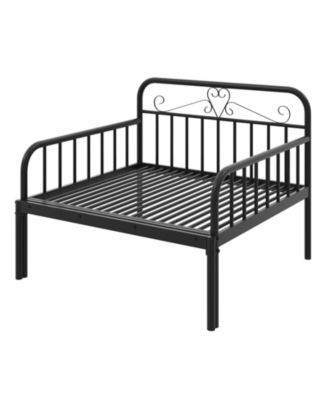 Extendable Metal Daybed with Guardrails and Armrests for Guest or Kids Room