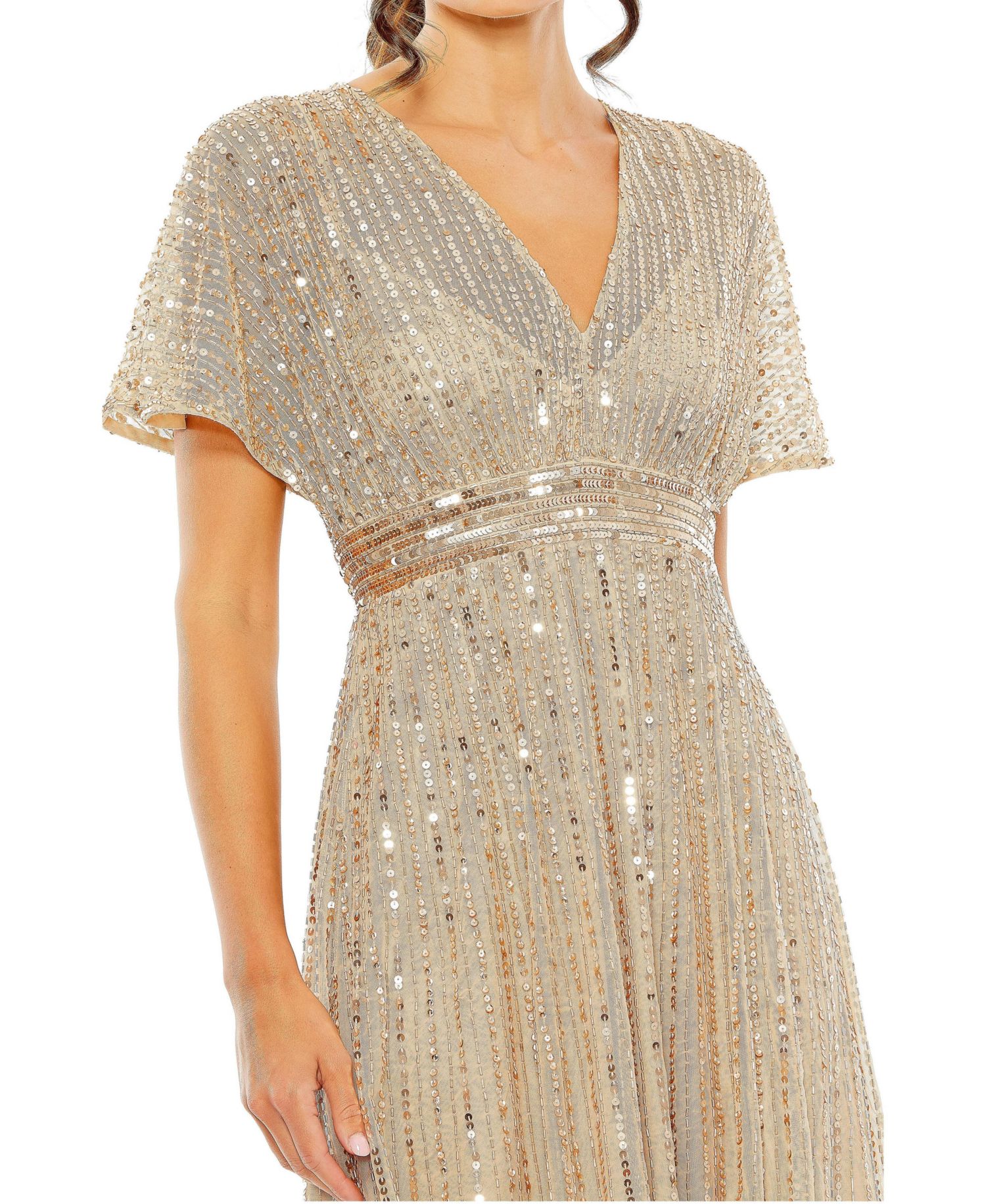 Women's A Line Embellished Short Sleeve Dress