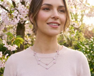 Enamel Flower Strand Necklace