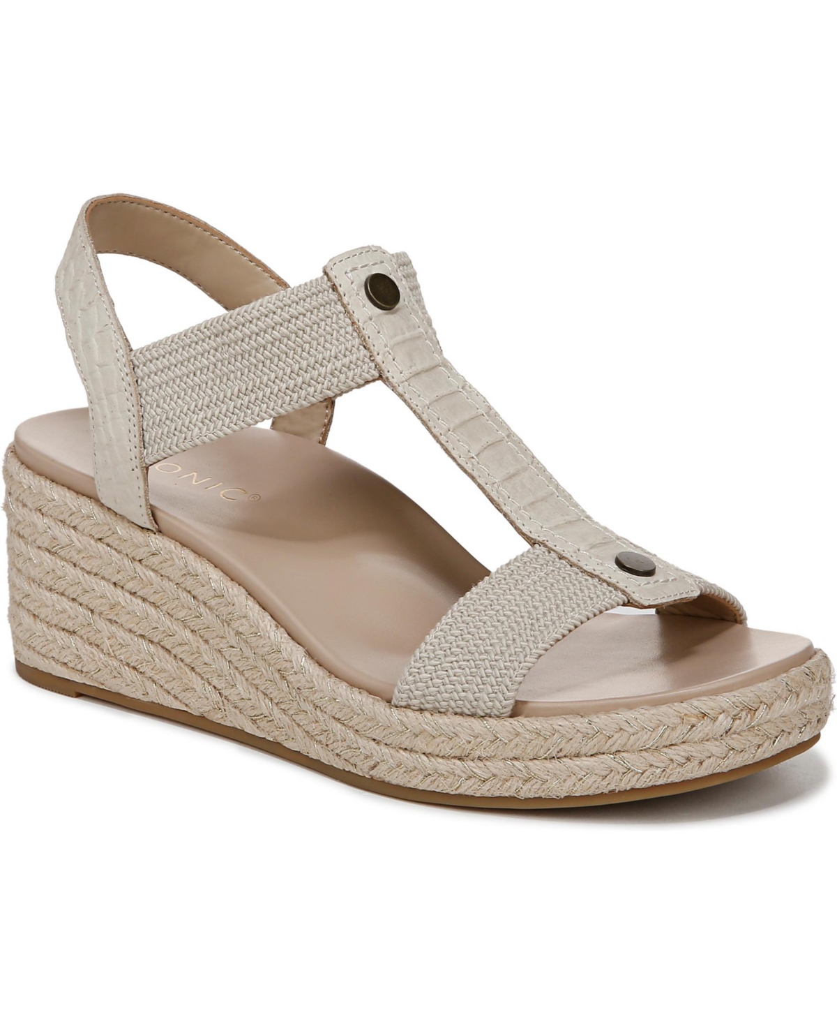 Vionic Womens Calera Espadrille Sandals - Cream snake leather fabric