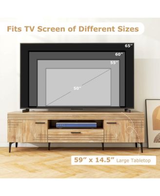 TV Stand for 65 Inch TVs Modern Entertainment Center with Drawer 2 Storage Cabinets