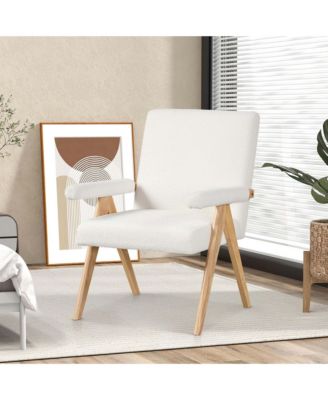 1 Pc. Solid Rubber Wood Padded Armrest Mid-Century Modern Accent Chair