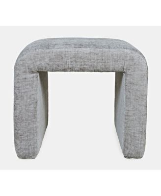 Luxury Curved Upholstered Waterfall Jacquard Petite Ottoman Bench - Set of 2