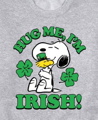 Men's Peanuts St Patrick's Day Hug Me I'm Irish Long Sleeve Fleece