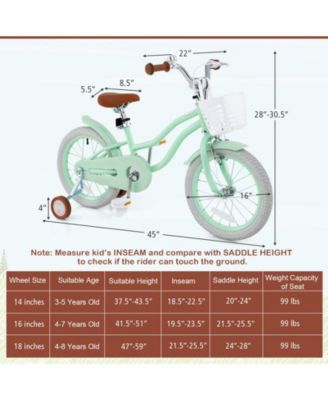 Kids Bike with Adjustable Seat and Bell for Kids 3-8 Years Olds