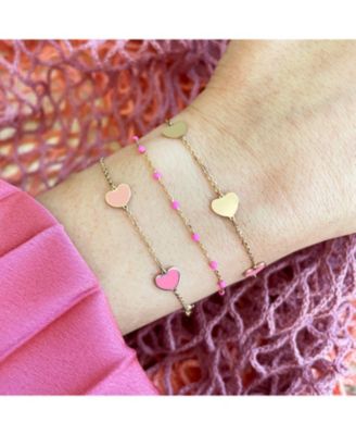 Gold Heart Station Bracelet 14K Gold