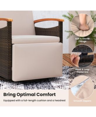 Patio Rattan 360° Swivel Recliner Chair with Adjustable Backrest and Footrest