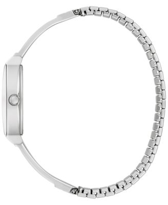 Women's Crystal Accent Stainless Steel Expansion Bracelet Watch 22mm
